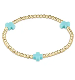 enewton enewton egirl Signature Cross Gold Pattern 3mm Bead Bracelet - Turquoise