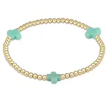 enewton enewton egirl Signature Cross Gold Pattern 3mm Bead Bracelet - Mint