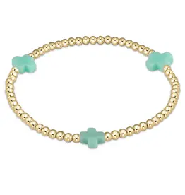 enewton enewton egirl Signature Cross Gold Pattern 3mm Bead Bracelet - Mint