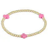 enewton enewton egirl Signature Cross Gold Pattern 3mm Bead Bracelet - Bright Pink