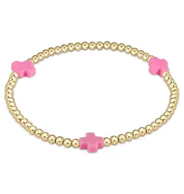enewton enewton egirl Signature Cross Gold Pattern 3mm Bead Bracelet - Bright Pink