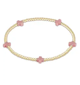 enewton enewton egirl Signature Cross Small Gold Pattern 2mm Bead Bracelet - Pink