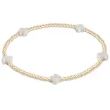 enewton enewton egirl Signature Cross Small Gold Pattern 2mm Bead Bracelet - Off-White