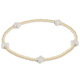 enewton enewton egirl Signature Cross Small Gold Pattern 2mm Bead Bracelet - Off-White