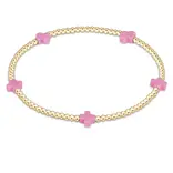 enewton enewton egirl Signature Cross Small Gold Pattern 2mm Bead Bracelet - Bright Pink