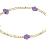 enewton enewton egirl Signature Cross Small Gold Pattern 2mm Bead Bracelet - Purple