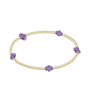 enewton enewton egirl Signature Cross Small Gold Pattern 2mm Bead Bracelet - Purple