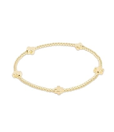 enewton enewton egirl Signature Cross Small Gold Pattern 2mm Bead Bracelet - Gold