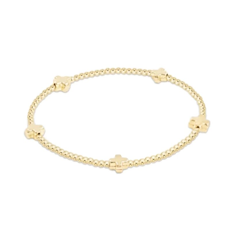 enewton enewton egirl Signature Cross Small Gold Pattern 2mm Bead Bracelet - Gold