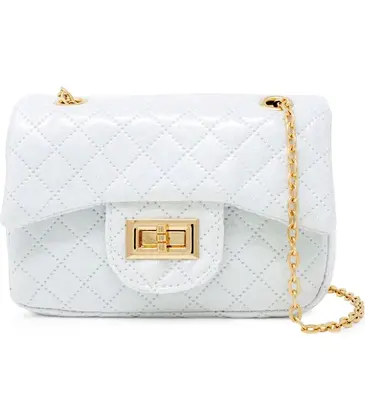 Zomi Gems Zomi Gems Classic Quilted Sparkle Purse - White