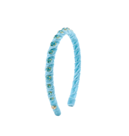 Poppyland Poppyland Light Blue Velvet Stones Headband