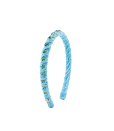 Poppyland Poppyland Light Blue Velvet Stones Headband