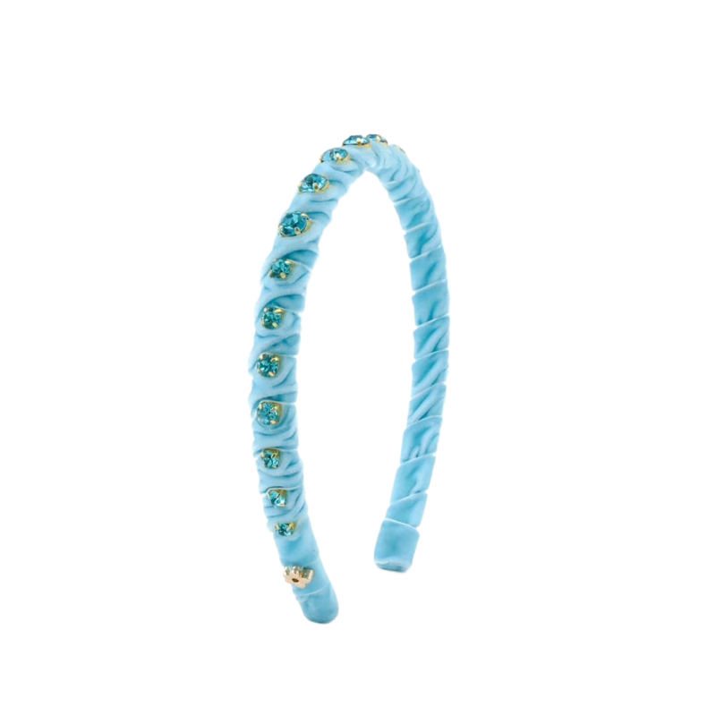 Poppyland Poppyland Light Blue Velvet Stones Headband