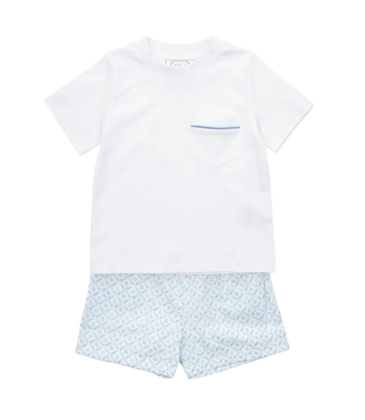 Lila + Hayes Lila + Hayes Hudson Short Set - School Plaid Blue