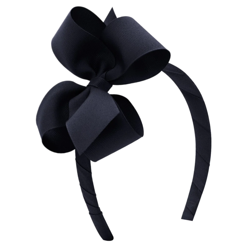 Wee Ones Wee Ones Medium Light Navy Bow on Headband
