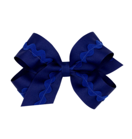 Wee Ones Wee Ones Medium Light Navy Ric-Rac Trim Bow