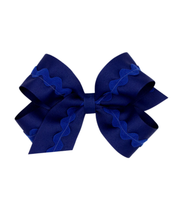 Wee Ones Wee Ones Medium Light Navy Ric-Rac Trim Bow