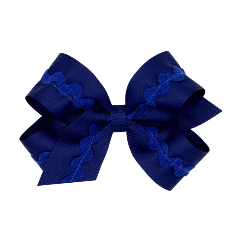 Wee Ones Wee Ones Medium Light Navy Ric-Rac Trim Bow
