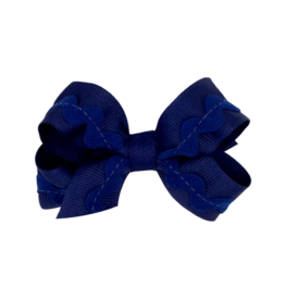 Wee Ones Wee Ones Mini Light Navy Ric-Rac Trim Bow