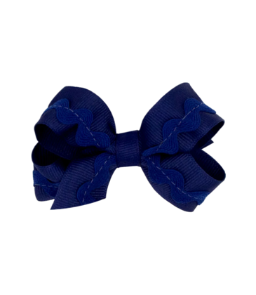 Wee Ones Wee Ones Mini Light Navy Ric-Rac Trim Bow