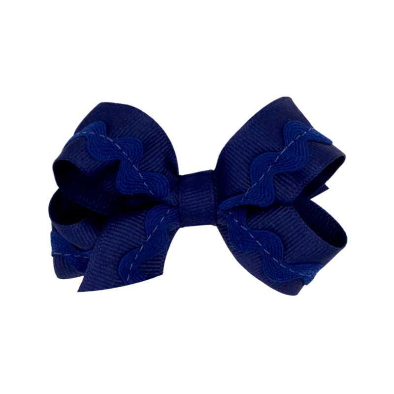 Wee Ones Wee Ones Mini Light Navy Ric-Rac Trim Bow