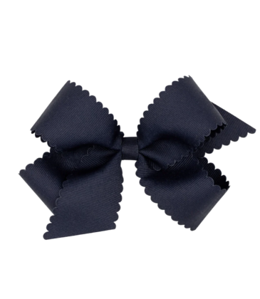 Wee Ones Wee Ones Medium Navy Scallop Edge Bow