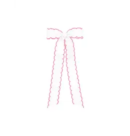 Wee Ones Wee Ones Tiny White w/ Light Pink Moonstich Bowtie w/ Streamer Tails