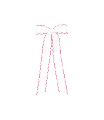 Wee Ones Wee Ones Tiny White w/ Light Pink Moonstich Bowtie w/ Streamer Tails