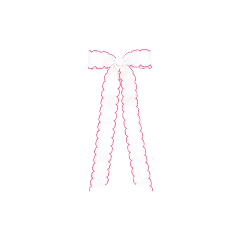 Wee Ones Wee Ones Tiny White w/ Light Pink Moonstich Bowtie w/ Streamer Tails