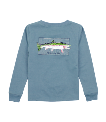 Properly Tied Properly Tied Steel Blue LS Tee - Rainbow Trout