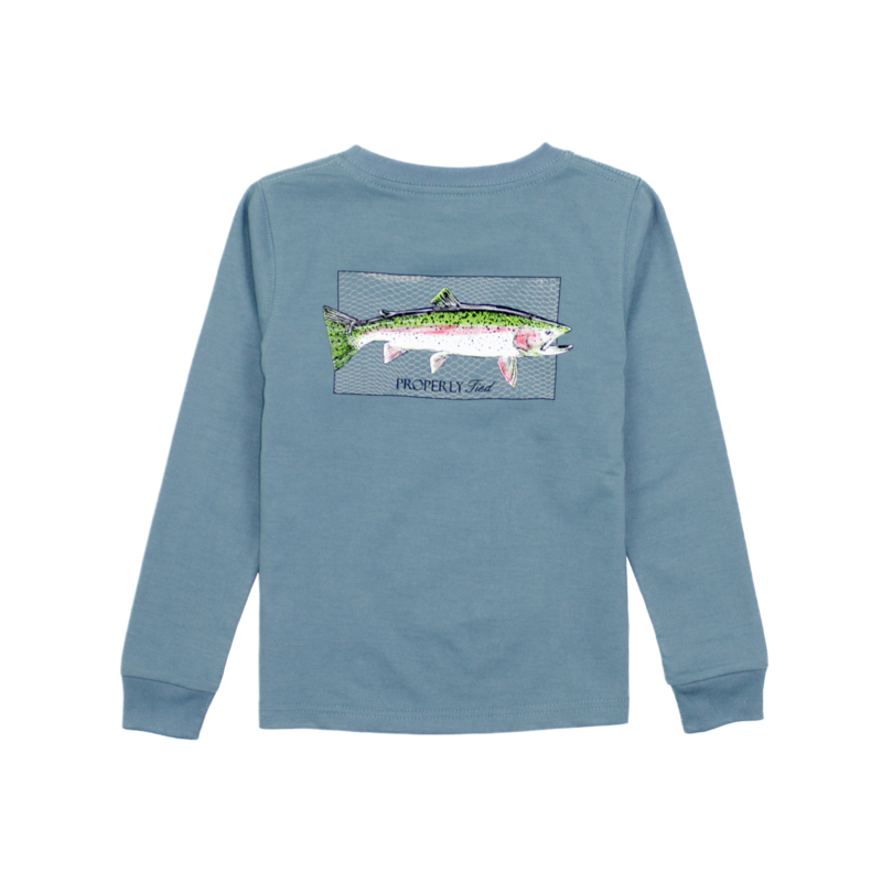 Properly Tied Properly Tied Steel Blue LS Tee - Rainbow Trout