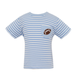 Claire & Charlie Claire & Charlie Football Pocket Light Blue Stripe T-Shirt