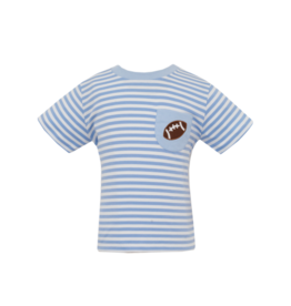 Claire & Charlie Claire & Charlie Football Pocket Light Blue Stripe T-Shirt