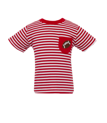 Claire & Charlie Claire & Charlie Football Pocket Red Stripe T-Shirt