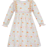 Claire & Charlie Claire & Charlie Pumpkin Print LS Smocked Ruffle Dress