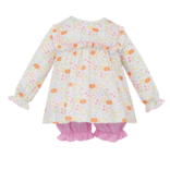 Claire & Charlie Claire & Charlie Pumpkin Print Bishop Bloomer Set