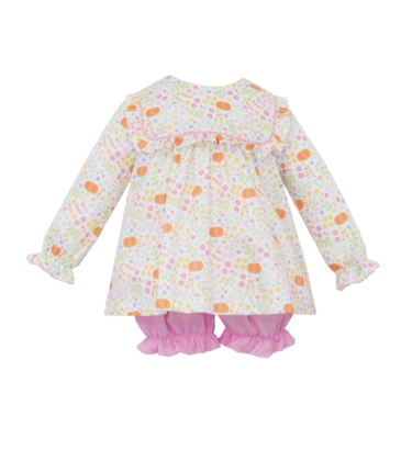 Claire & Charlie Claire & Charlie Pumpkin Print Bishop Bloomer Set