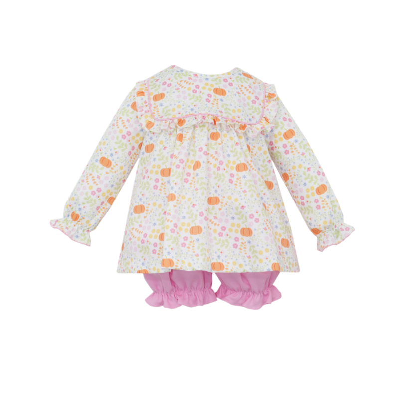 Claire & Charlie Claire & Charlie Pumpkin Print Bishop Bloomer Set