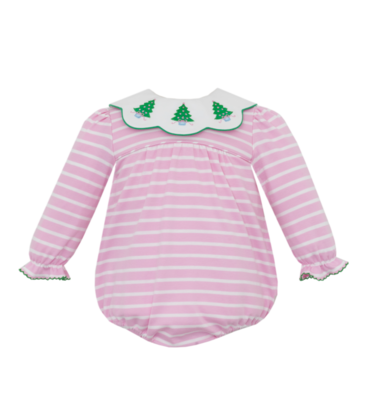 Claire & Charlie Claire & Charlie Christmas Trees Pink Stripe Bubble