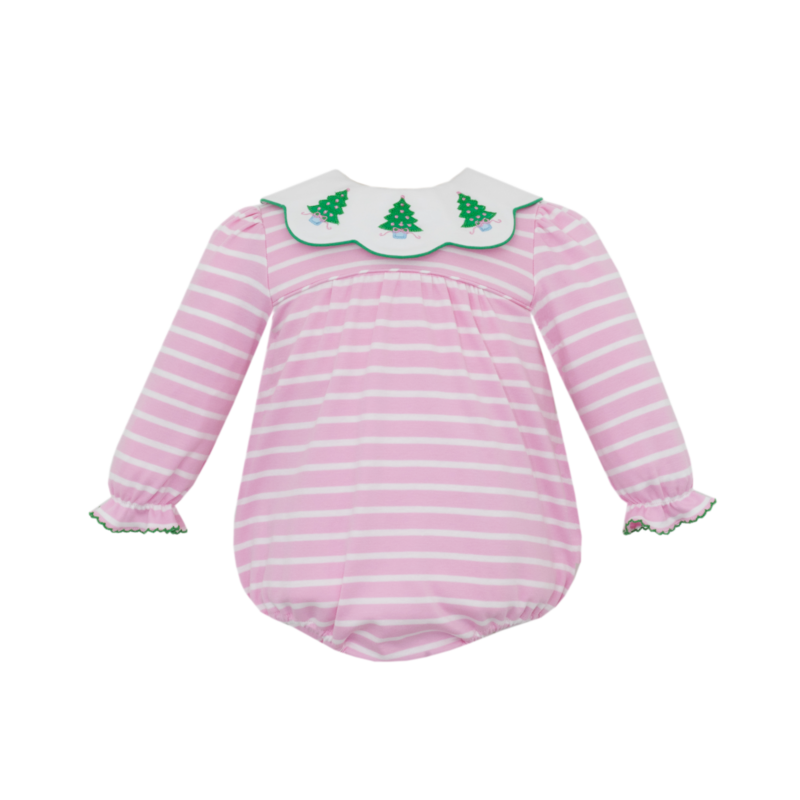 Claire & Charlie Claire & Charlie Christmas Trees Pink Stripe Bubble