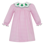 Claire & Charlie Claire & Charlie Christmas Trees Pink Stripe Dress