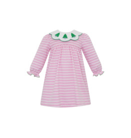 Claire & Charlie Claire & Charlie Christmas Trees Pink Stripe Dress