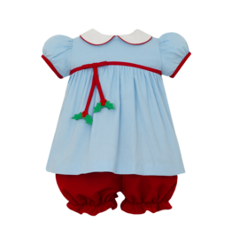 Claire & Charlie Claire & Charlie Holly Corduroy Bloomer Set