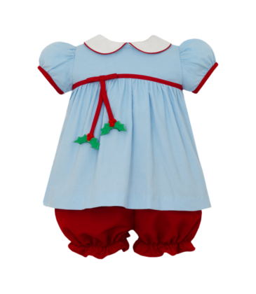 Claire & Charlie Claire & Charlie Holly Corduroy Bloomer Set