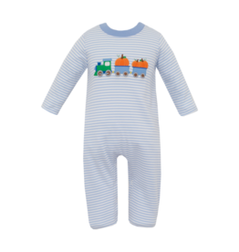Claire & Charlie Claire & Charlie Pumpkin Train Long Romper