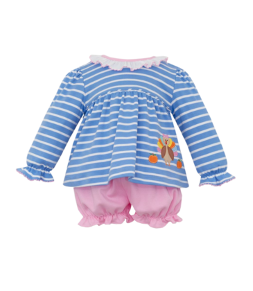 Claire & Charlie Claire & Charlie Turkey Ruffle Bloomer Set