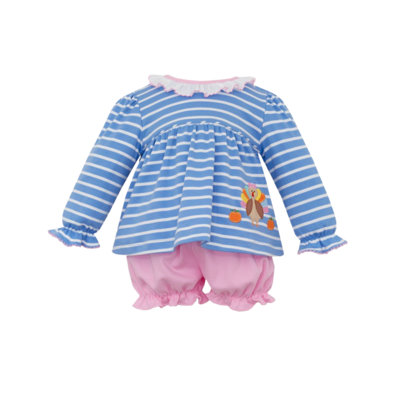 Claire & Charlie Claire & Charlie Turkey Ruffle Bloomer Set