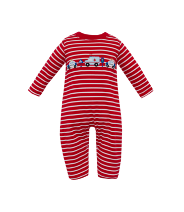 Claire & Charlie Claire & Charlie Emergency Cars Long Romper