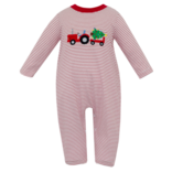 Claire & Charlie Claire & Charlie Christmas Tractor Long Romper
