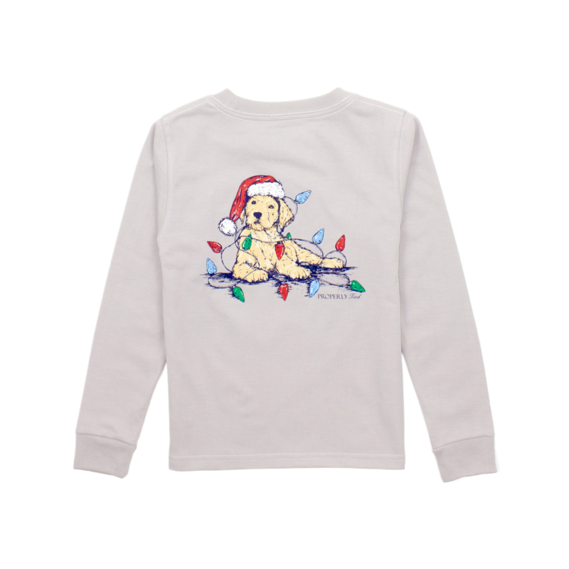 Properly Tied Properly Tied Ice Grey LS Tee - Santa Paws